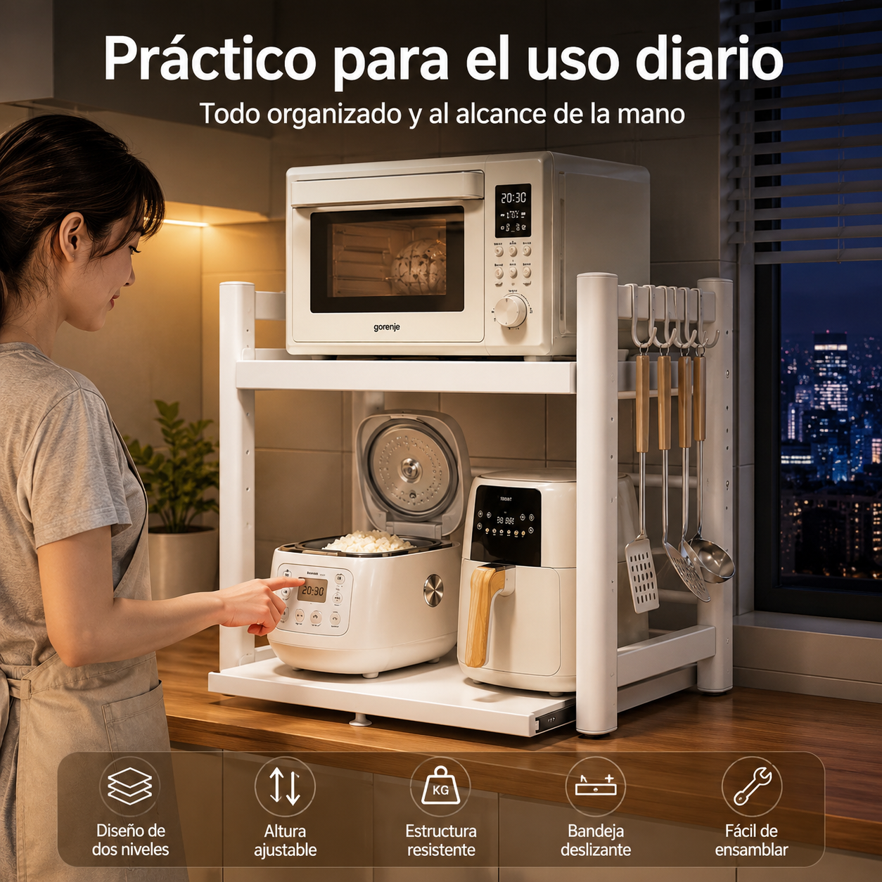 NovaGroup.ar Estante Ajustável para Micro-ondas com Bandeja Deslizante