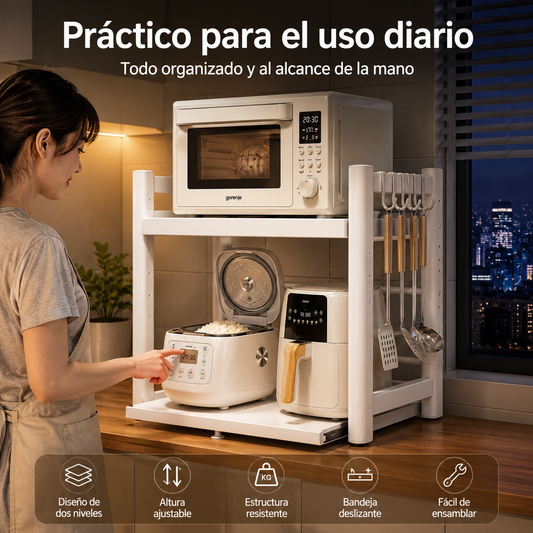NovaGroup.ar Estante Ajustável para Micro-ondas com Bandeja Deslizante