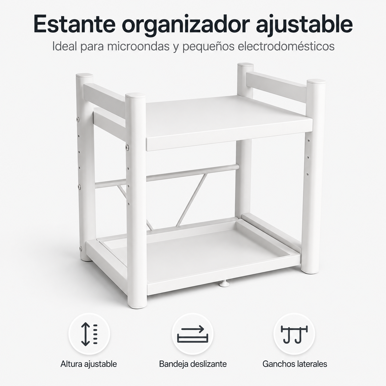 NovaGroup.ar Estante Ajustável para Micro-ondas com Bandeja Deslizante