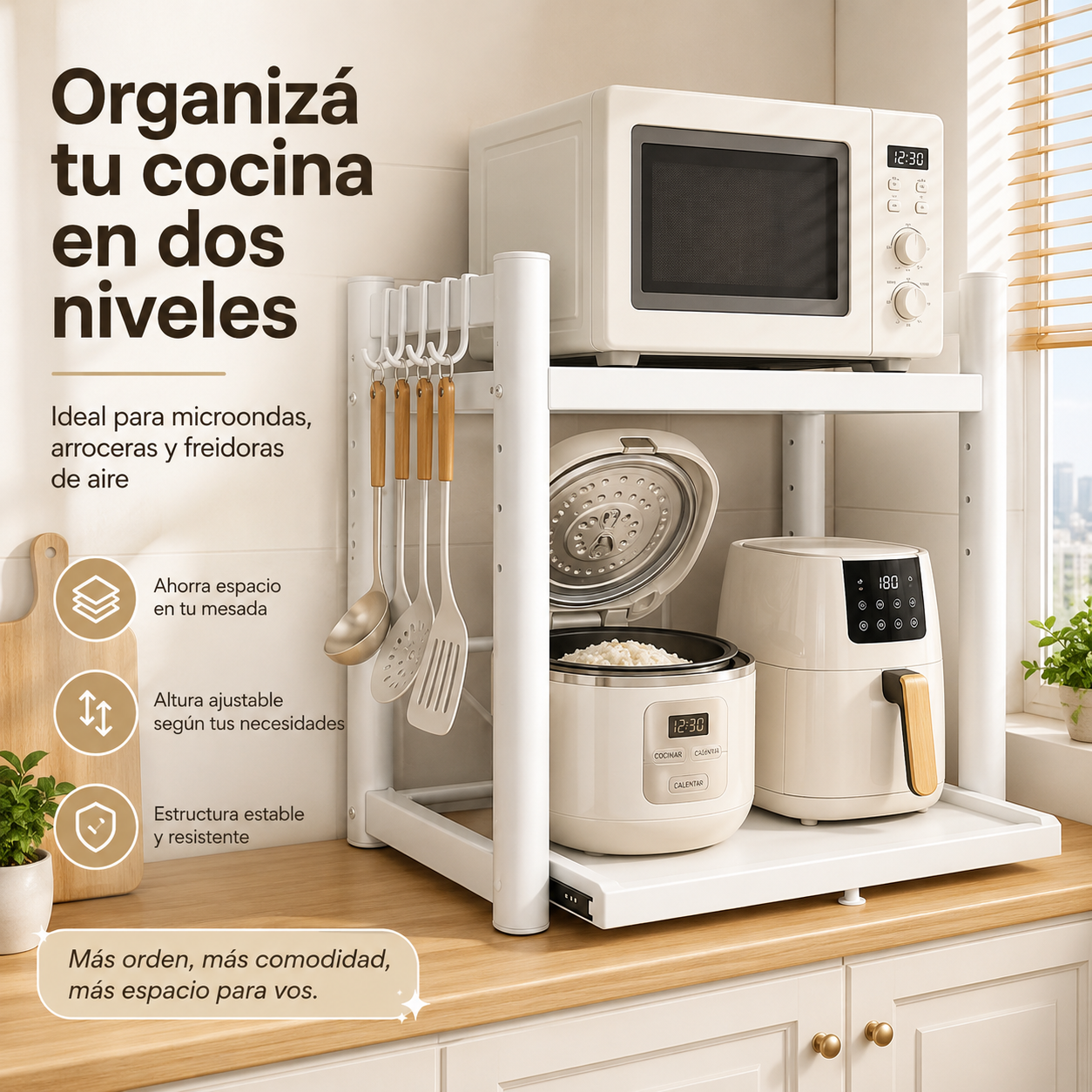 NovaGroup.ar Estante Ajustável para Micro-ondas com Bandeja Deslizante